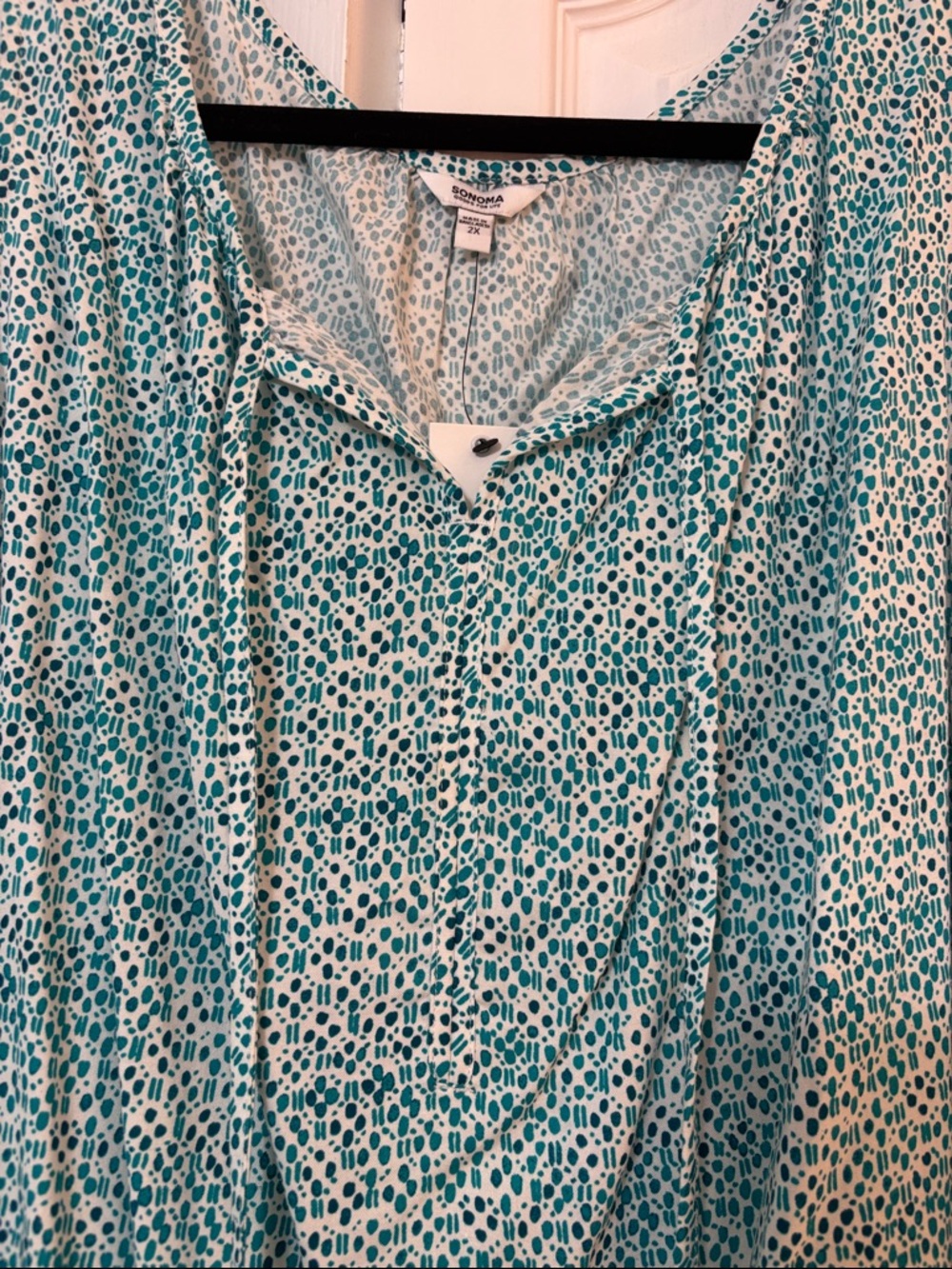Sonoma Teal Micro-Spot Sleeveless Tank with Neck Tie - Picture 4 of 7